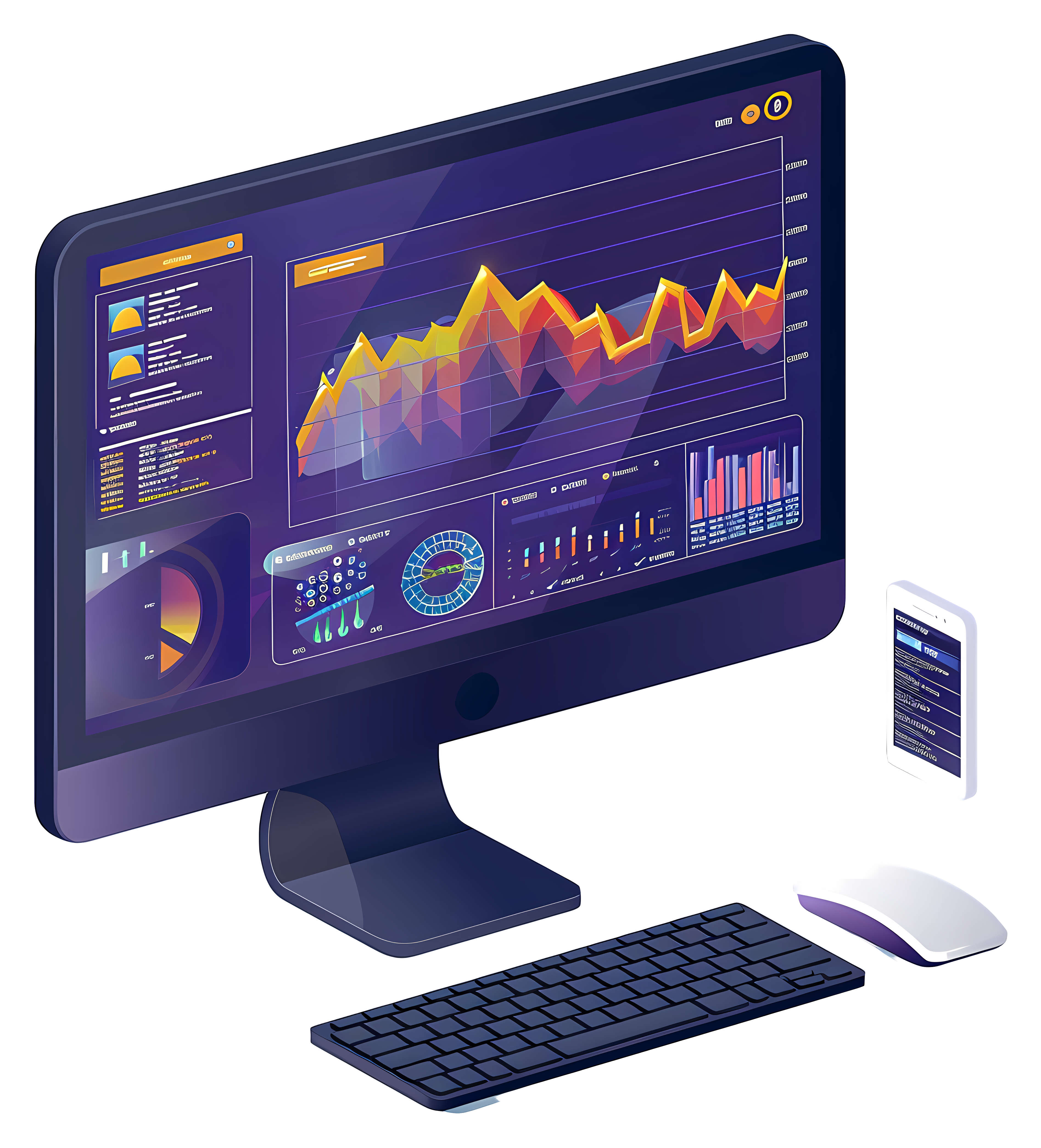 Ilustración de un diseño de página web empresarial.
